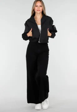 Zwarte Cargo Bomber Jas met Ritsdetails