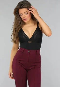Zwarte Corrigerende Bodysuit met Kanten Cups