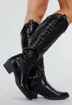 Zwarte Cowboylaarzen met Lage Hak