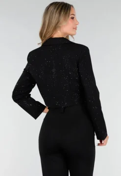 Zwarte Cropped Blazer met Glitters
