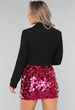 Zwarte Cropped Blazer met Vast Gilet