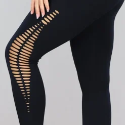 Zwarte 2-delige Sportset met Fishnet Details