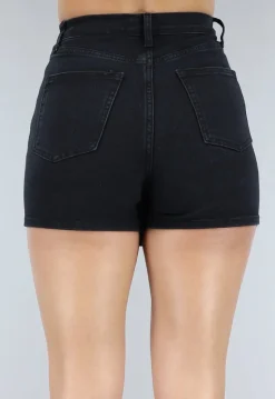 Zwarte Denim Glitter Overslag Skort