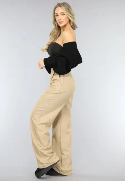 Zwarte Elastische Bandeau Top met Anti-Slip