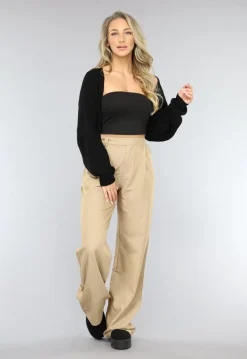 Zwarte Elastische Bandeau Top met Anti-Slip