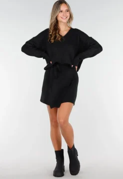 Zwarte Enkellaarsjes met Chunky Zool en Ritsdetail