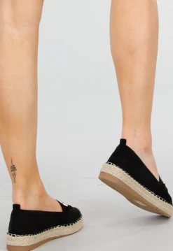 Zwarte Espadrilles van Suèdemateriaal met Bit-sluiting en Gevlochten Zool