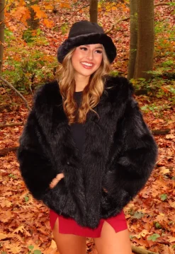 Zwarte Faux Fur Jas met Capuchon