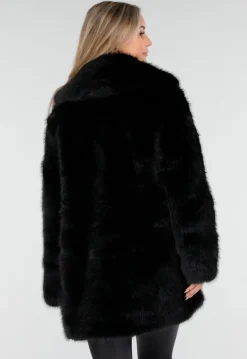 Zwarte Faux Fur Jas met Ceintuur