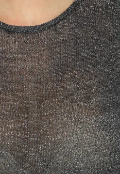 Zwarte Fijngebreide Mouwloze Glitter Top
