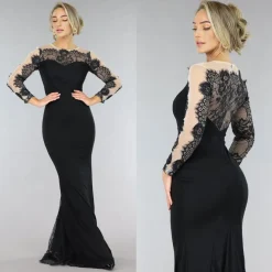 Zwarte Galajurk met Mesh en Kanten Details