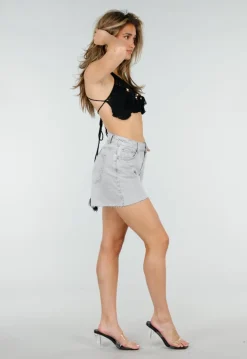 Zwarte Gehaakte Halter Top met Open Patroon en Kwastjes