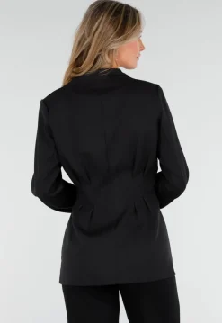 Zwarte Getailleerde Blazer Zonder Kraag