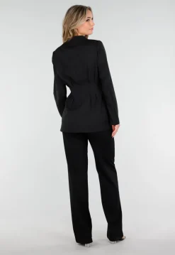 Zwarte Getailleerde Blazer Zonder Kraag