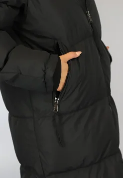 Zwarte Gewatteerde Lange Oversized Winterjas