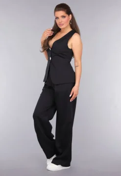 Zwarte Gilet Suit met Statement Knopen
