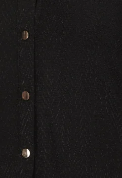 Zwarte Glitter Blouse met Gouden Knopen