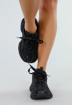 Zwarte Glitter Sneakers met Chunky Zool