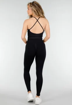 Zwarte Halter Crop Top met Open Rug
