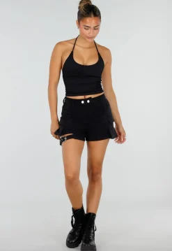 Zwarte Halter Sport Top met Verstelbaar Halterbandje, Uitneembare Pads en Stretch