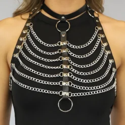 Zwarte Harnas Halter Top