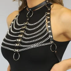 Zwarte Harnas Halter Top