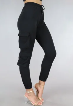 Zwarte Highwaist Cargo Broek met Zakken
