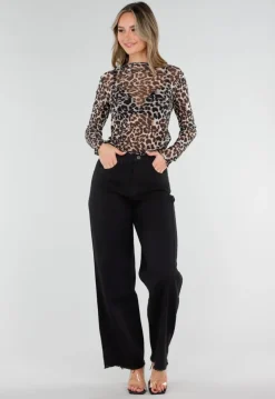 Zwarte High Waist Jeans met Rechte Pijpen