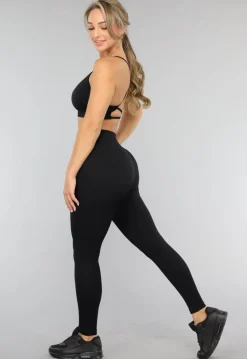 Zwarte High Waist Rib Sportlegging