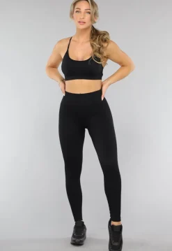 Zwarte High Waist Rib Sportlegging