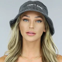 Zwarte I Don't Care Bucket Hat