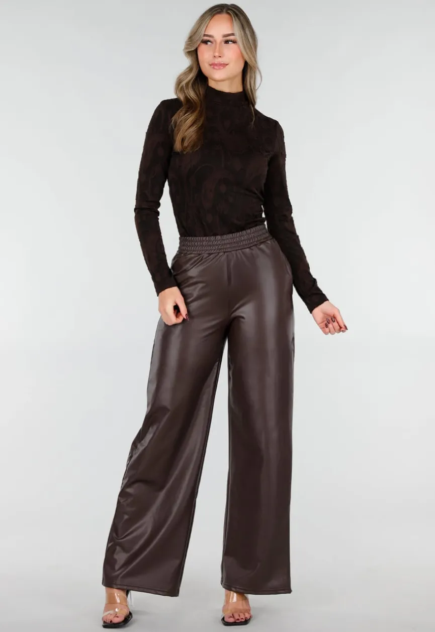 Zwarte Jacquard Top in Lange Mouw met Col en Stretch