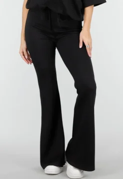 Zwarte Joggingbroek met Flared Pijpen en Elastische Taille
