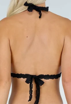 Zwarte Kant Bikini Top met Push-Up en Halterbandjes