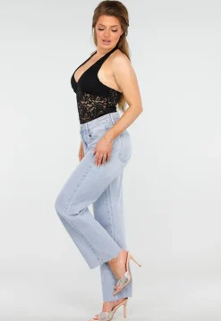 Zwarte Kanten Haltertop met Open Rug