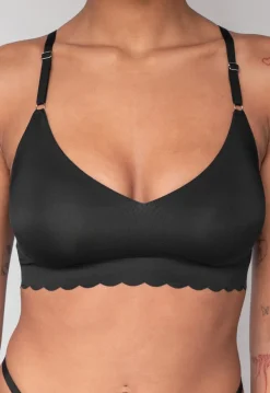 Zwarte Kanten Naadloze Bralette met Uitneembare Pads
