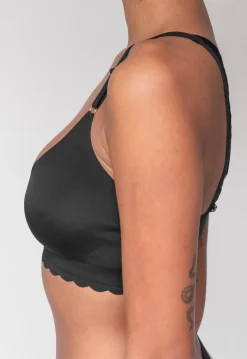 Zwarte Kanten Naadloze Bralette met Uitneembare Pads