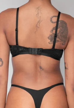 Zwarte Kanten Push-Up Beugel BH met Afneembare Bandjes
