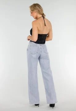 Zwarte Kanten Stretch Halter Top Met Striksluiting en Transparante Stof