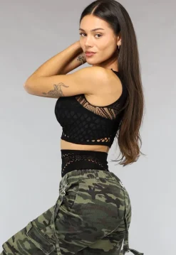 Zwarte Korte Fishnet Two Piece
