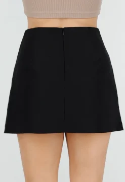 Zwarte Korte Skort met Stretch en Binnenbroekje