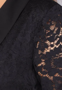 Zwarte Lace Short Set met Blazer