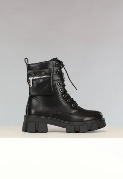 Zwarte Lederlook Biker Boots met Tasje