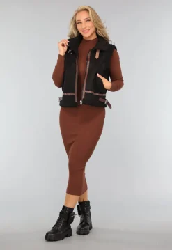 Zwarte Lederlook Biker Boots met Tasje
