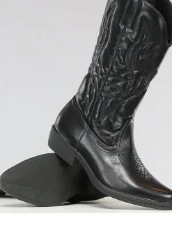 Zwarte Lederlook Cowboylaarzen