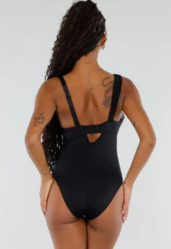 Zwarte Lingerie Mesh Body met One Shoulder en Kantaccenten