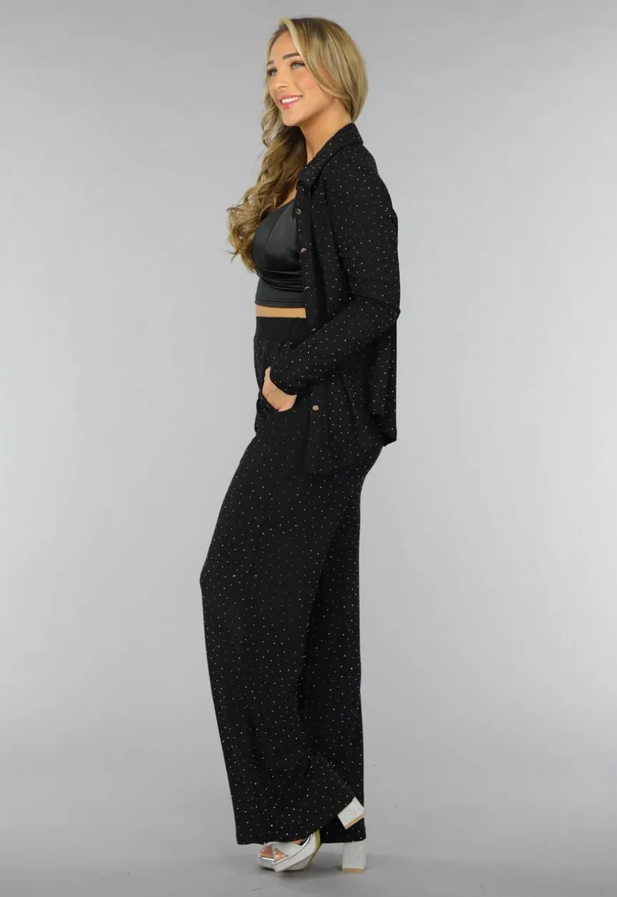 Zwarte Longsleeve Glitter Blouse