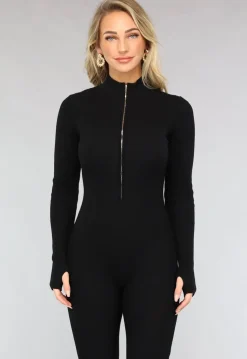 Zwarte Longsleeve Jumpsuit van Ribstof