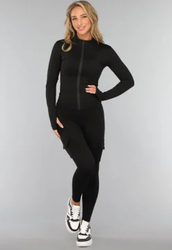 Zwarte Longsleeve Sportset met Duimgaten