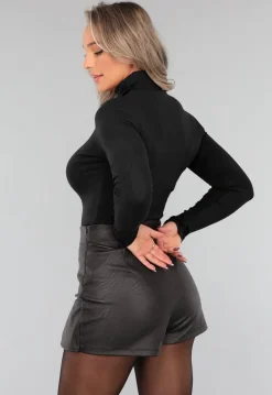 Zwarte Longsleeve Top met Col